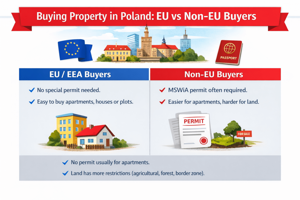 Infographic: Buying property in Poland as a foreigner – EU vs non-EU rules
